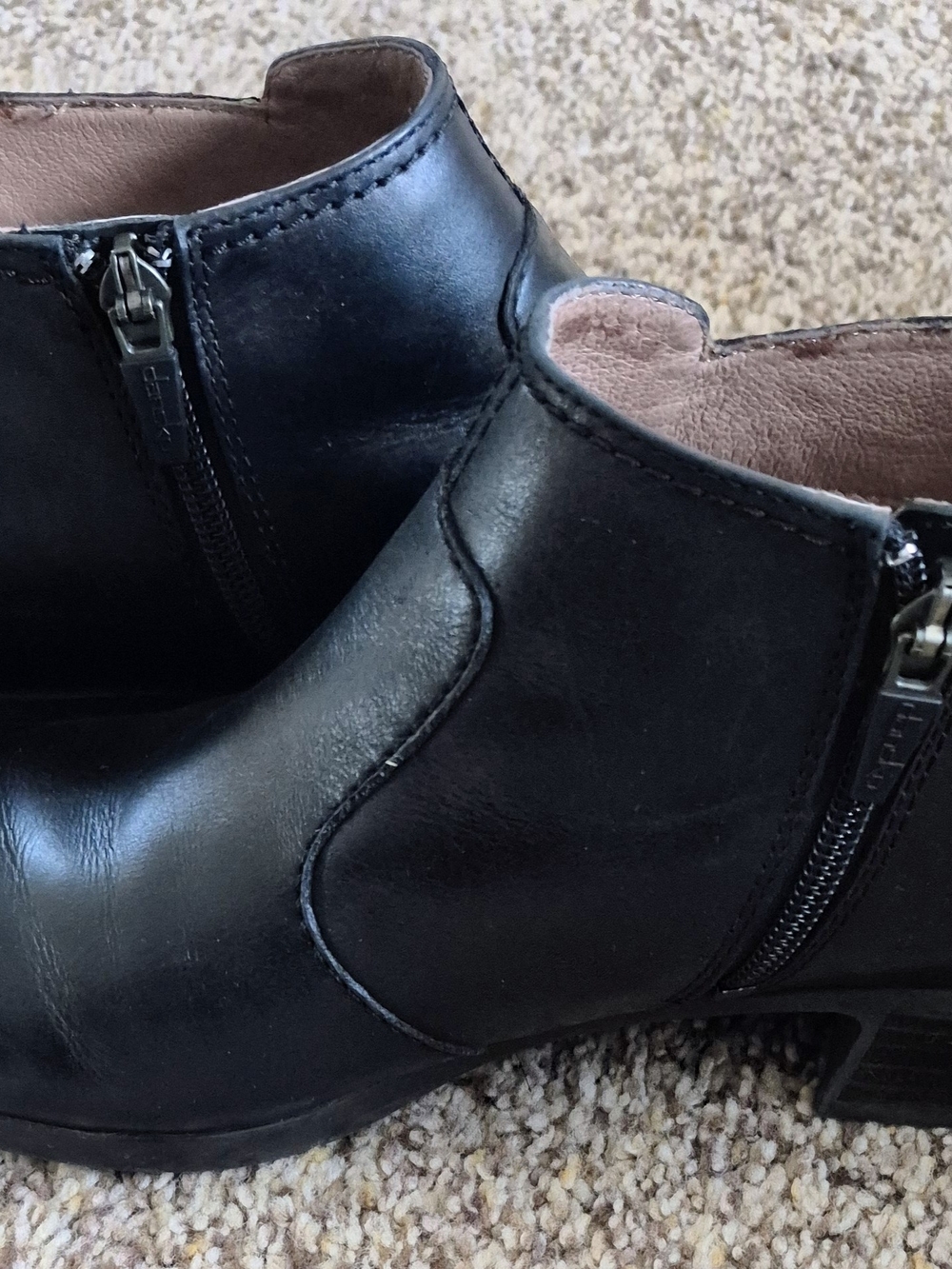 Dansko Women's Black Leather Ankle Bootie with Side Zip, Size 8.5-9